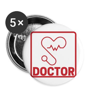 Docteur - Lot de 5 grands badges (56 mm) - blanc - Devant