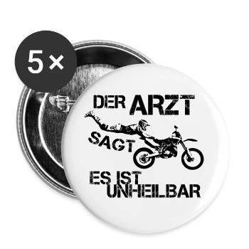 Motocross witzig Geschenk - Buttons groß 56 mm (5er Pack) - Weiß - Vorne