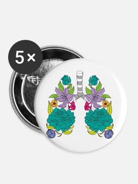 eine Lunge aus Rosen - Buttons groß 56 mm (5er Pack) - Weiß