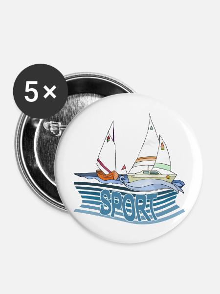 Segelboote - Buttons groß 56 mm (5er Pack) - Weiß
