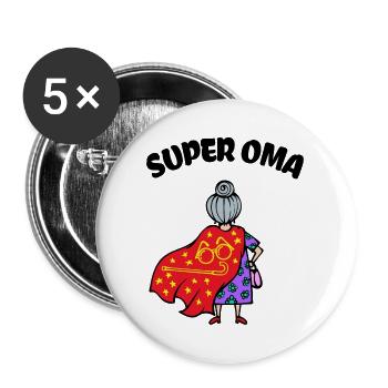 Großmutter Oma Superoma Brille Alte Frau Spruch - Buttons groß 56 mm (5er Pack) - Weiß - Vorne