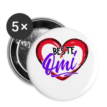 Beste Omi Statement Oma Großmutter Seniorin - Buttons groß 56 mm (5er Pack) - Weiß - Vorne