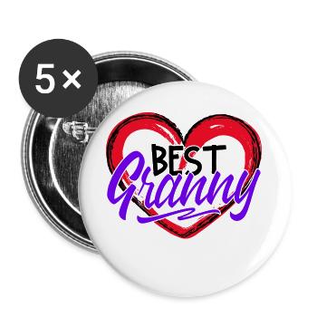 Großmutter Statement Oma Beste Omi Lieblingsoma - Buttons groß 56 mm (5er Pack) - Weiß - Vorne