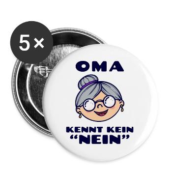 Brille Großmutter Oma Alte Frau Statement Omi - Buttons groß 56 mm (5er Pack) - Weiß - Vorne