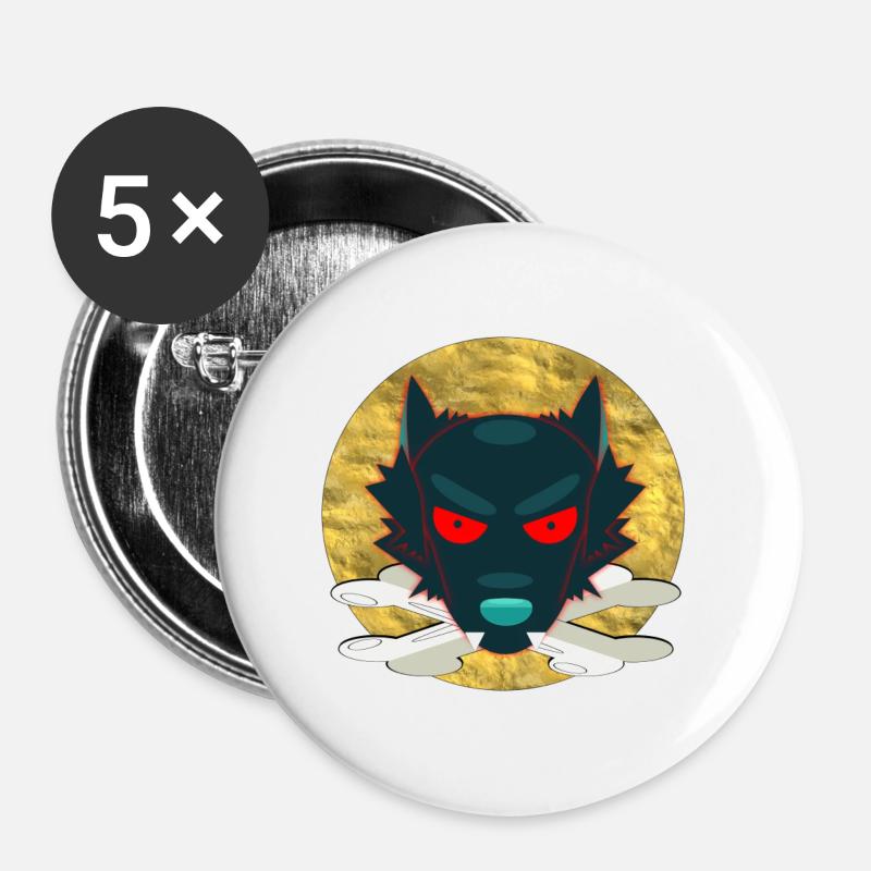 Wolf554 - Buttons large 2.2''/56 mm (5-pack) - white
