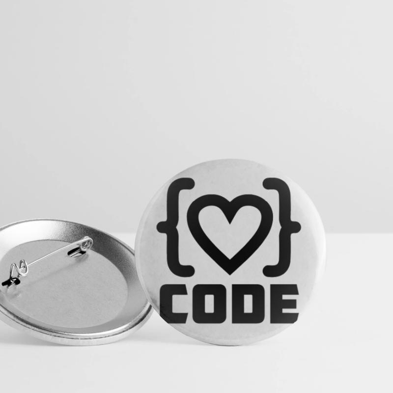 Herzprogrammierer Code Logo mit Text CODE Buttons groß 56 mm (5er Pack)