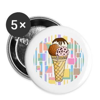 Eis - Buttons groß 56 mm (5er Pack) - Weiß - Vorne