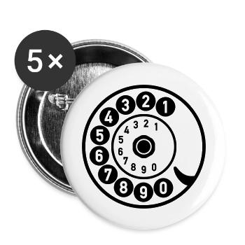Wählscheibe Vintage Telefon anrufen Retro Technik - Buttons groß 56 mm (5er Pack) - Weiß - Vorne
