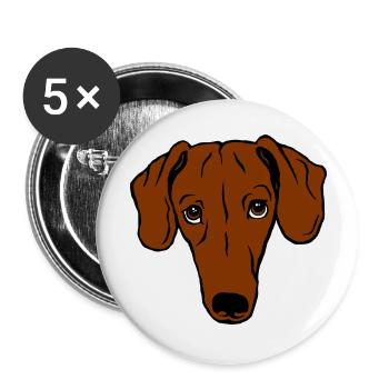 Teckel, cheveux courts - Lot de 5 grands badges (56 mm) - blanc - Devant
