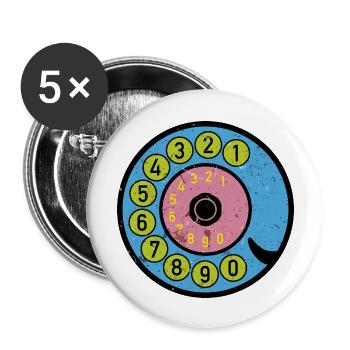 Cadran coloré Vintage Retro Phone Nostalgia - Lot de 5 grands badges (56 mm) - blanc - Devant