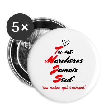 Du wirst nie alleine gehen!! - Buttons groß 56 mm (5er Pack) - Weiß - Vorne