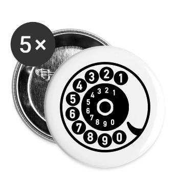 Dial Vintage Phone Call Retro Technologie - Lot de 5 grands badges (56 mm) - blanc - Devant