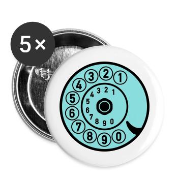 Wählscheibe Vintage Telefon anrufen Retro Technik - Buttons groß 56 mm (5er Pack) - Weiß - Vorne