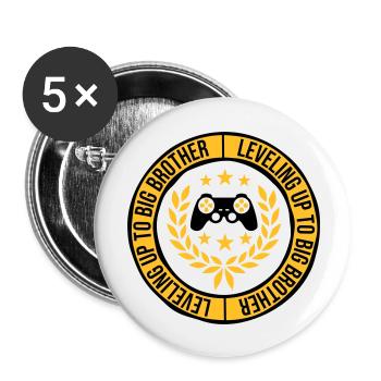 Leveling up big brother - Buttons large 2.2''/56 mm (5-pack) - white - Front