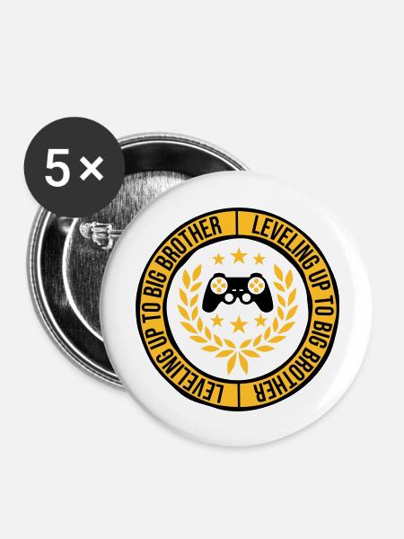 Leveling up big brother - Buttons groß 56 mm (5er Pack) - Weiß