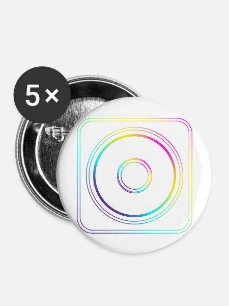 Farbiges Verlaufsquadrat - Buttons groß 56 mm (5er Pack) - Weiß
