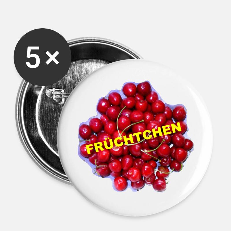 TOMZOFF Früchtchen - Buttons groß 56 mm (5er Pack) - Weiß