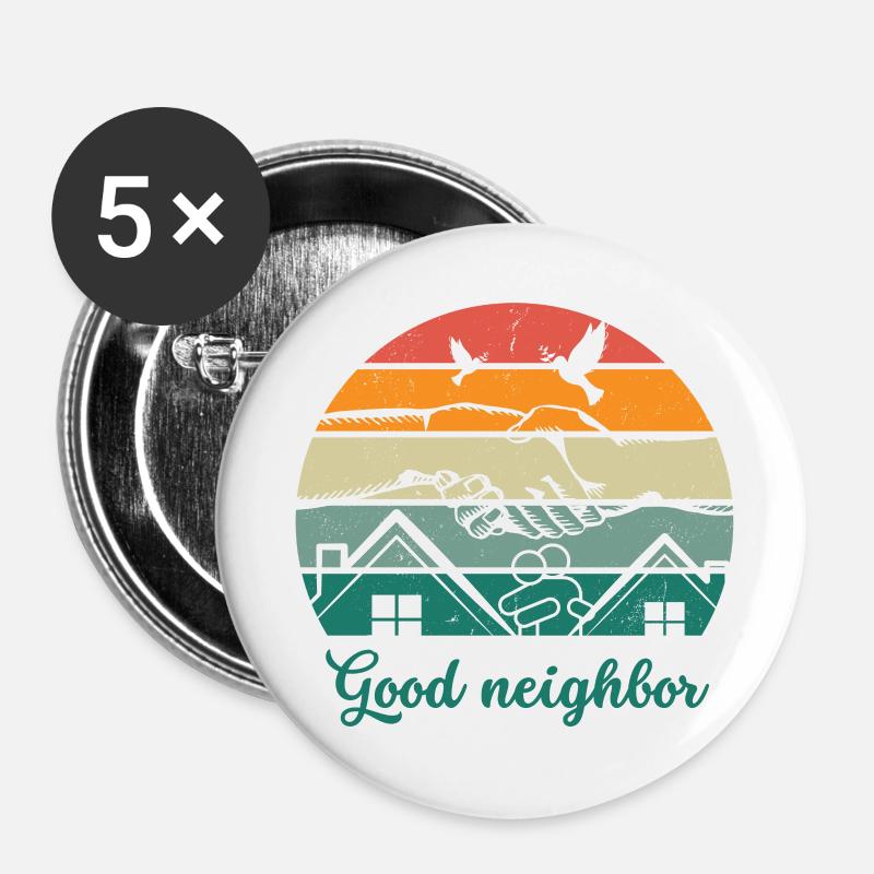Good neighbor WW - Buttons large 2.2''/56 mm (5-pack) - white