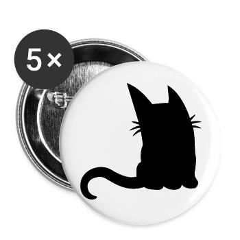 Silhouette cute little cat - Buttons large 2.2''/56 mm (5-pack) - white - Front