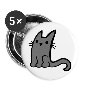 Cute little grey cat - Buttons large 2.2''/56 mm (5-pack) - white - Front