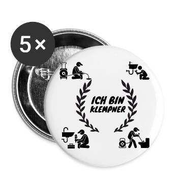 Ich bin Klempner schwarz - Buttons groß 56 mm (5er Pack) - Weiß - Vorne