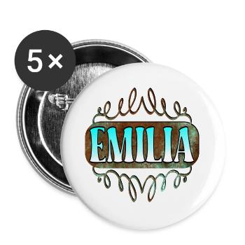 Name Day Gifts for Emilia - Girl DAUGHTER - Buttons large 2.2''/56 mm (5-pack) - white - Front