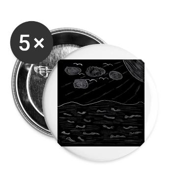 Meeresblick s/w - Buttons groß 56 mm (5er Pack) - Weiß - Vorne