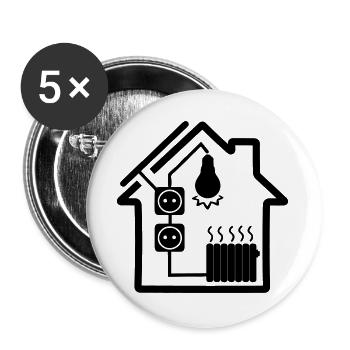 Haus mit Solarenergie - Buttons groß 56 mm (5er Pack) - Weiß - Vorne