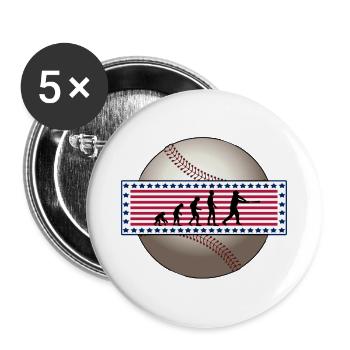 EVOLUTION BASEBALL SPORT USA GESCHENK - Buttons groß 56 mm (5er Pack) - Weiß - Vorne