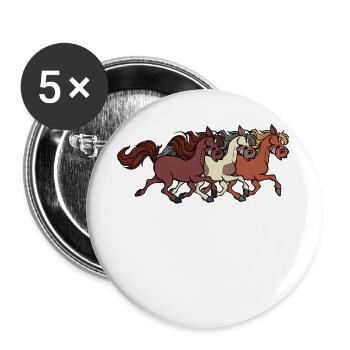 Galopp Islandpferde Hengst Pferde Pferdenarr - Buttons groß 56 mm (5er Pack) - Weiß - Vorne