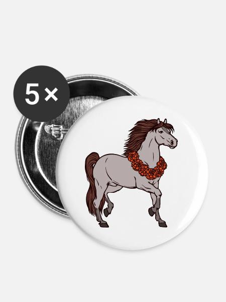 Cool Pferde Galopp Islandpferde Pferdefan - Buttons groß 56 mm (5er Pack) - Weiß