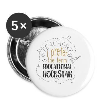 EDUCATION ROCKER TEACHER ROCK TEACHER STAR GIFT - Buttons large 2.2''/56 mm (5-pack) - white - Front
