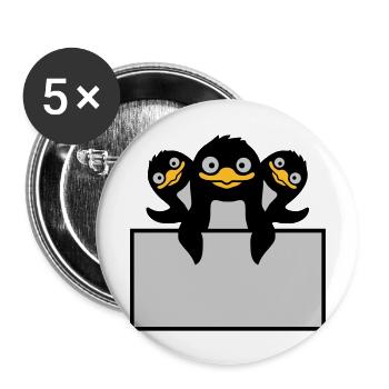 3 pingouins derrière le bouclier - Lot de 5 grands badges (56 mm) - blanc - Devant