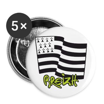 logo Vert - Lot de 5 grands badges (56 mm) - blanc - Devant
