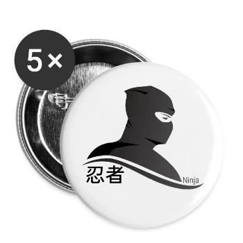 Ninja - Lot de 5 grands badges (56 mm) - blanc - Devant