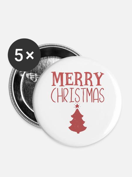 Merry christmas - Buttons groß 56 mm (5er Pack) - Weiß