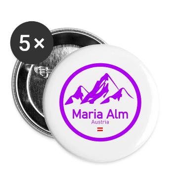 Maria Alm Alpen Logo Kreis - Buttons groß 56 mm (5er Pack) - Weiß - Vorne