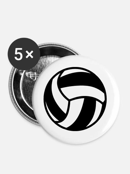 Volleyball - Buttons groß 56 mm (5er Pack) - Weiß