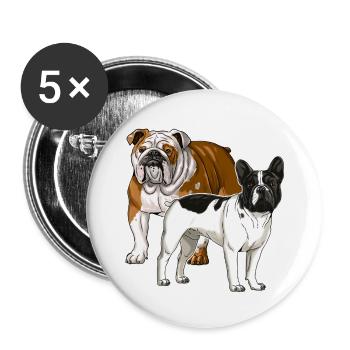 English and French Bulldog T-Shirt. - Buttons large 2.2''/56 mm (5-pack) - white - Front