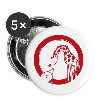 Giraffe und Igel Liebe - Buttons groß 56 mm (5er Pack) - Weiß - Vorne
