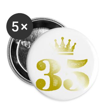 35 Number Crown Gold - Buttons large 2.2''/56 mm (5-pack) - white - Front