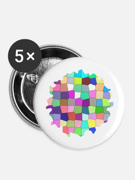 Buntes geometrisches Muster - Buttons groß 56 mm (5er Pack) - Weiß