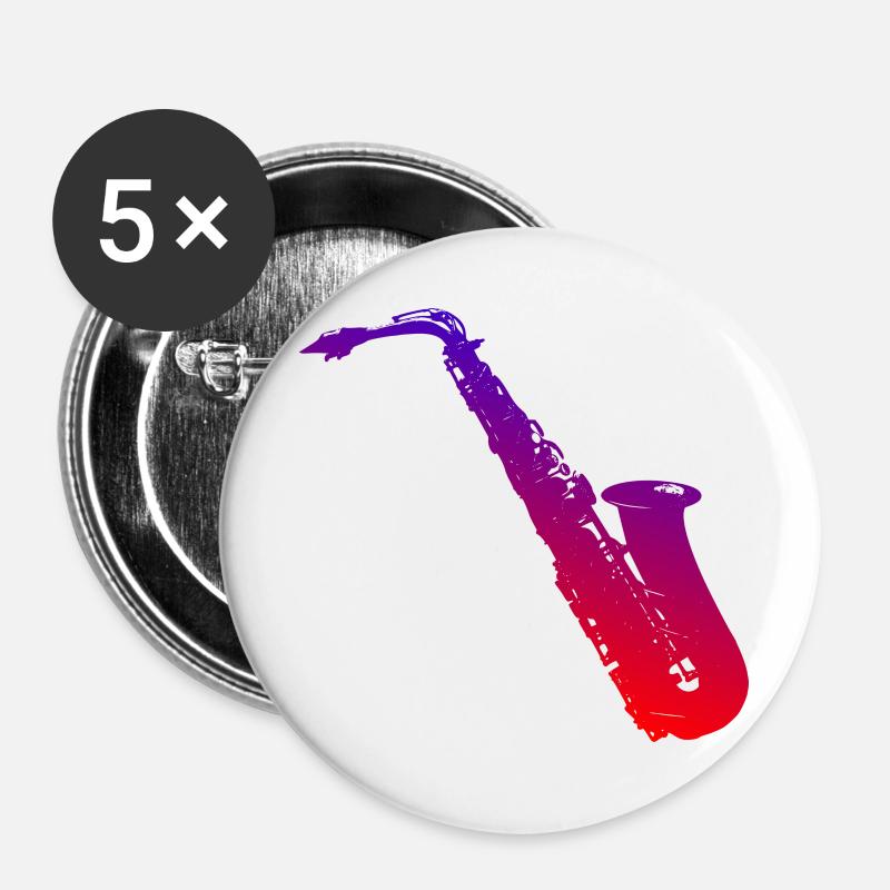 Saxophone - Buttons large 2.2''/56 mm (5-pack) - white