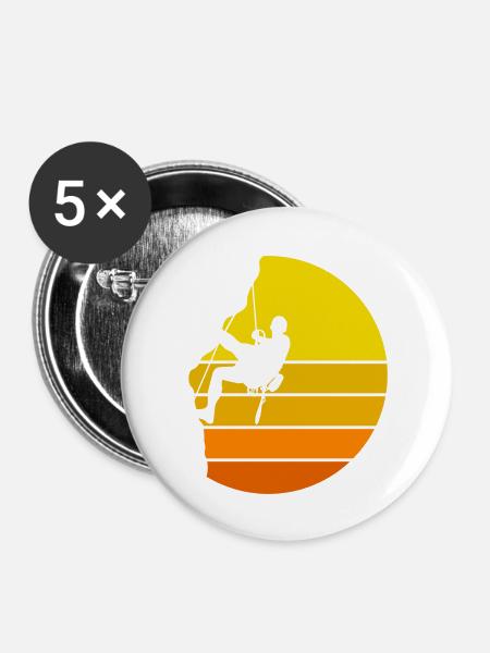 Klettergeschenkidee Bergsteiger Klettergerüst Boulder - Buttons groß 56 mm (5er Pack) - Weiß
