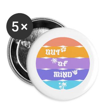 OUT OF MIND -Design cool pour l’été / vacances - Lot de 5 grands badges (56 mm) - blanc - Devant