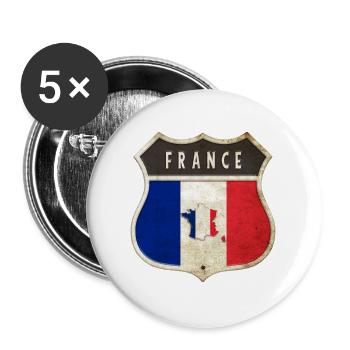 France Coat of Arms Flags Design - Buttons large 2.2''/56 mm (5-pack) - white - Front
