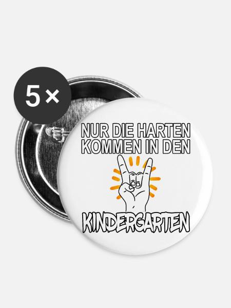 Harte Kindergärtner - Buttons groß 56 mm (5er Pack) - Weiß