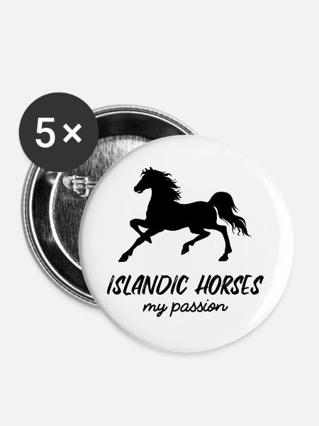 Islandpferde Statement Pferdeliebe Pferde - Buttons groß 56 mm (5er Pack) - Weiß