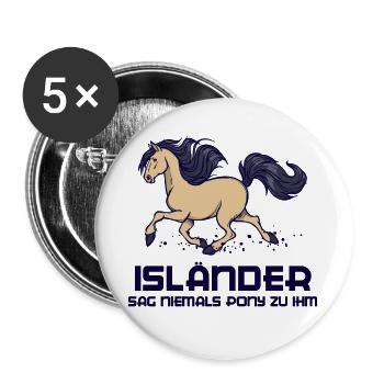 Pferdenarr Islandpferde Pferde Statement Galopp - Buttons groß 56 mm (5er Pack) - Weiß - Vorne