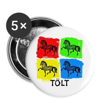 Chevaux Étalon Disant Chevaux Islandais Cheval Amour Tölt - Lot de 5 grands badges (56 mm) - blanc - Devant